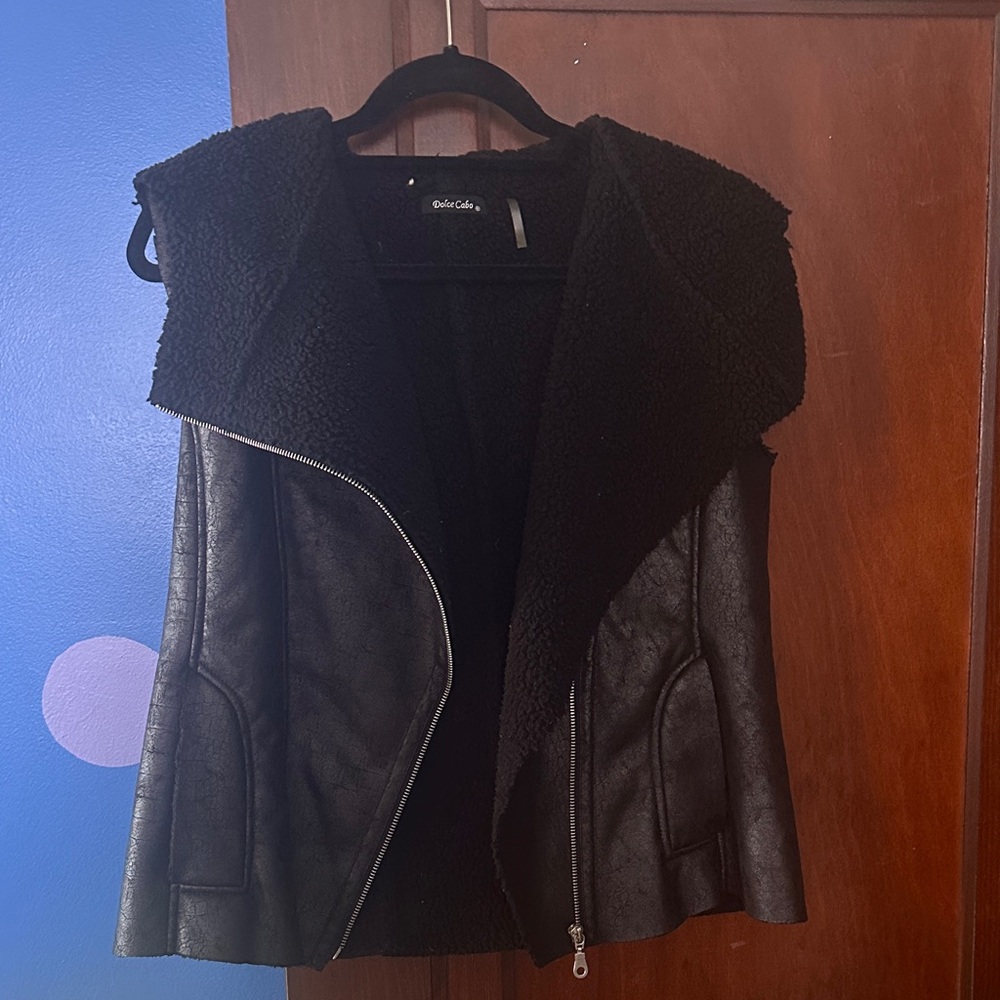 Black Leather Women's Vest